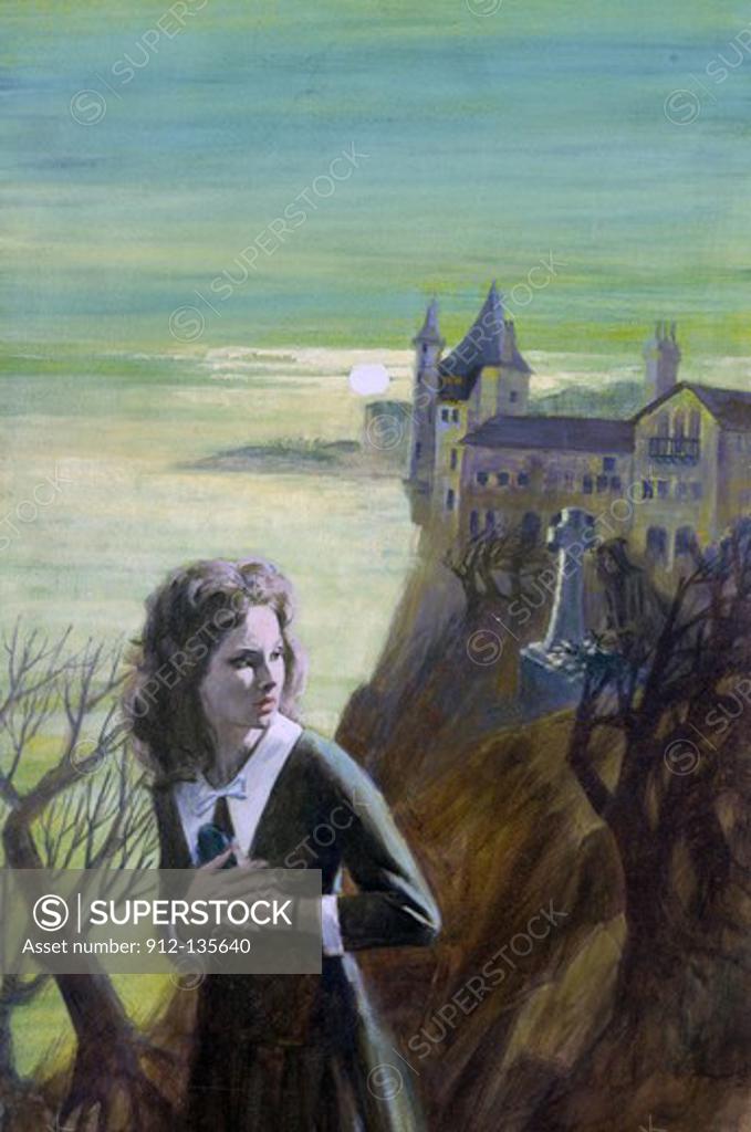 Stock Photo: 912-135640 Painting of woman in graveyard