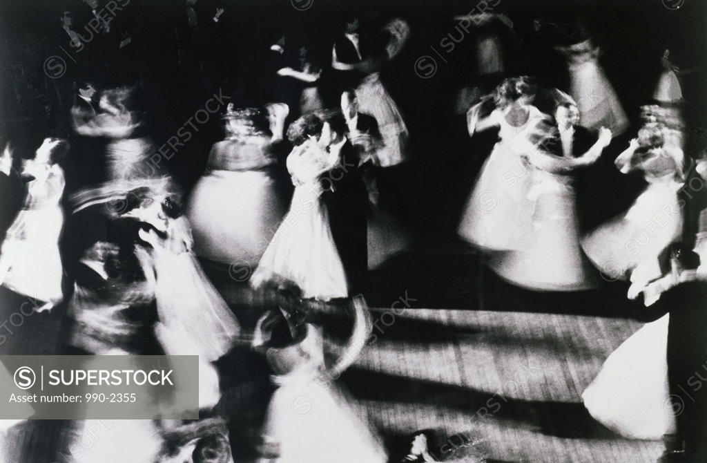 Stock Photo: 990-2355 High angle view of a group of people dancing in a ballroom