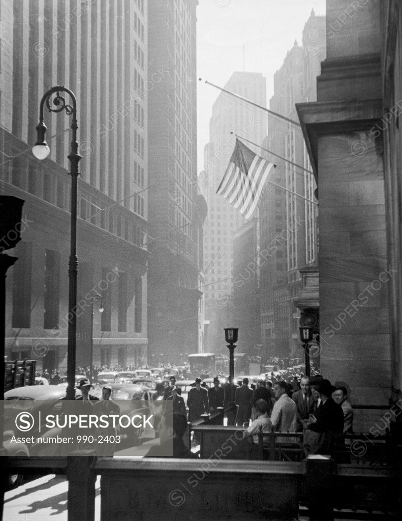 Stock Photo: 990-2403 Crowd in the street, Broad Street, Manhattan, New York City, New York, USA