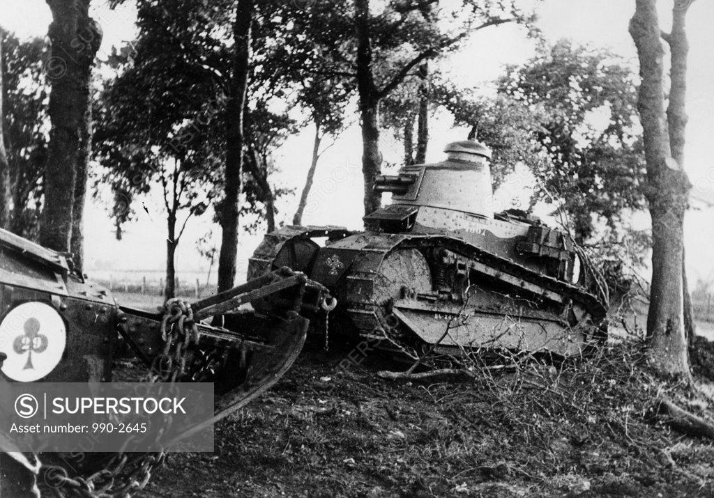 Stock Photo: 990-2645 French Renault FT-17 Tank, World War I, circa 1917