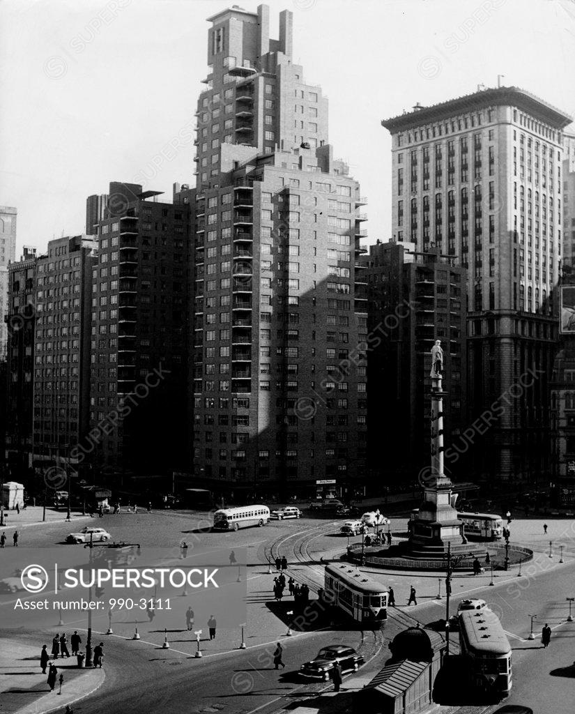 Stock Photo: 990-3111 USA, New York State, New York City, Manhattan, Columbus Circle, high angle view