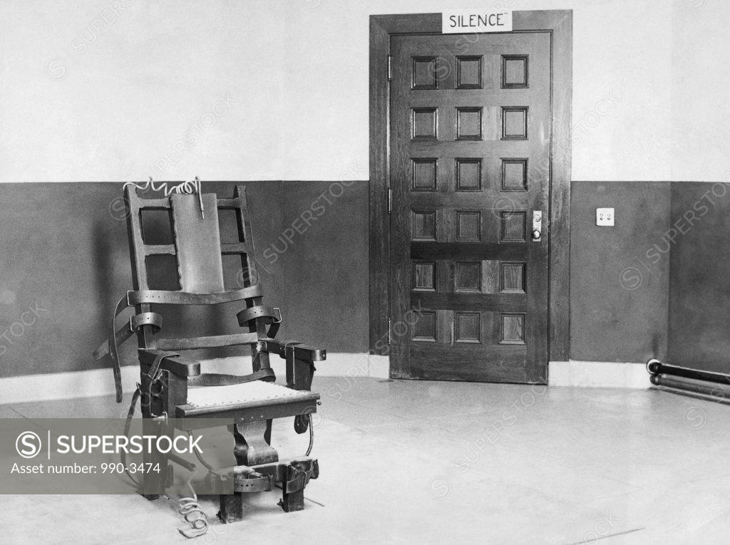 Stock Photo: 990-3474 Electric chair in an empty room