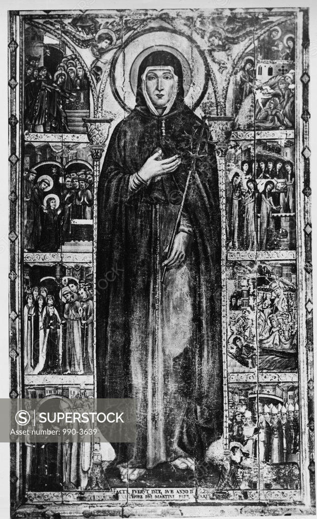 Stock Photo: 990-3639 St. Clare and Her Life Story by Cimabue Cenni di Pepe, print, circa 1240-circa 1302