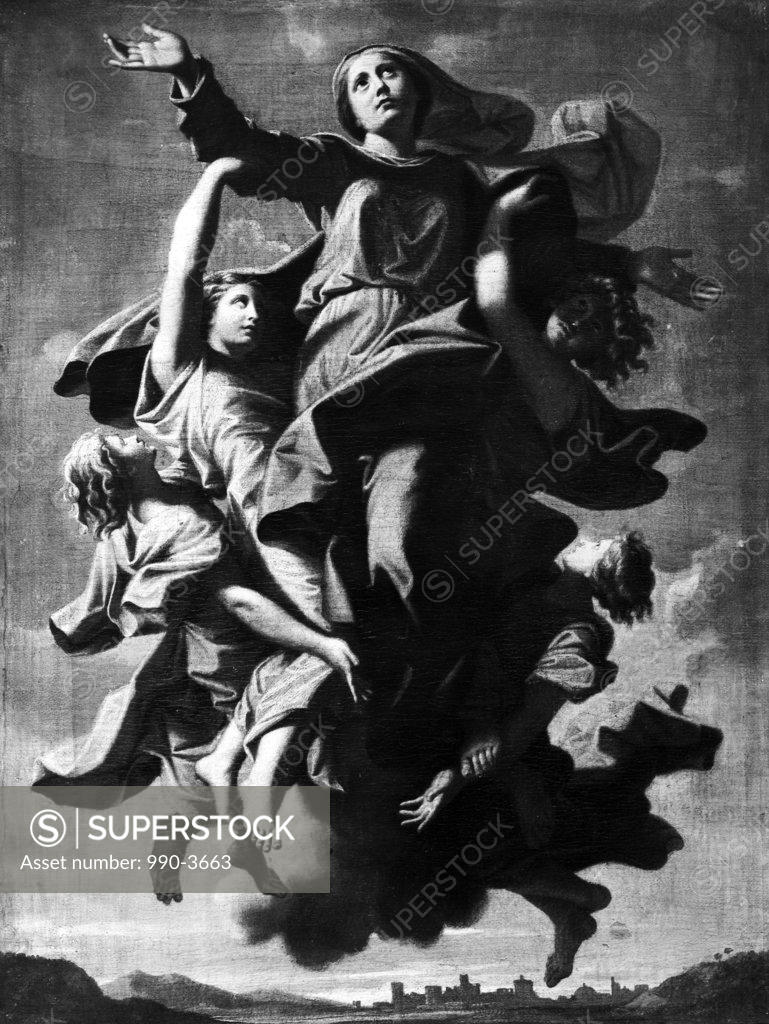 Stock Photo: 990-3663 Assumption by Nicolas Poussin, print, 1594-1665