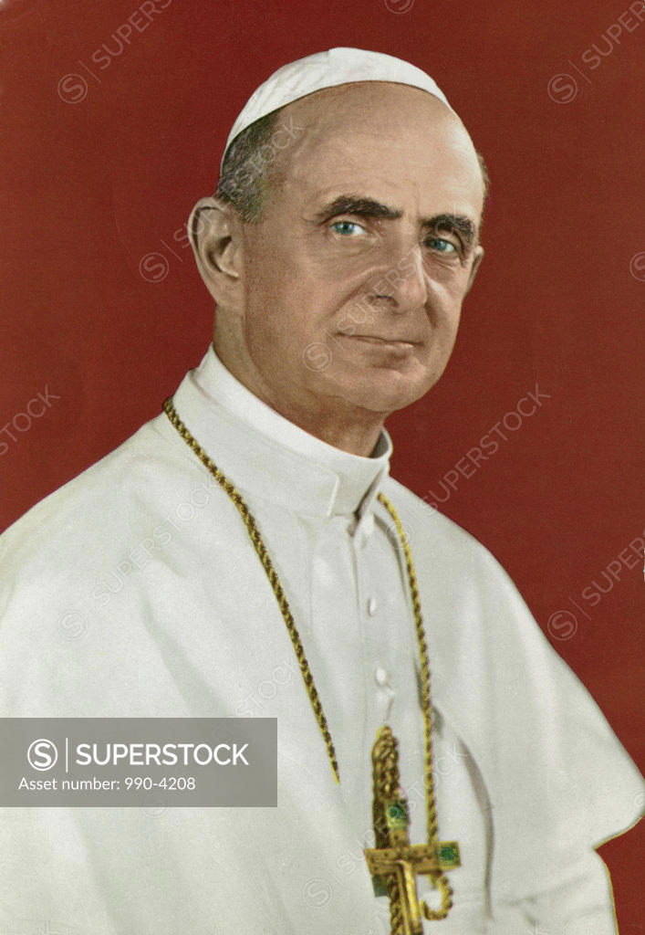 Stock Photo: 990-4208 Pope Paul VI (1897-1978) Roman Catholic Pope (1963-1978)  