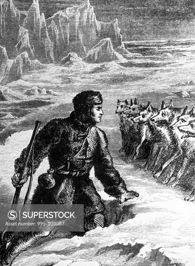 Stock Photo: 995-103087 The Search for Franklin Starts, Sir John Richardson's Adventure with Wolves by unknown artist
