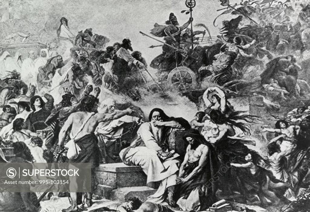 Stock Photo: 995-103154 Jewish Captives Weeping Over Babylonian Captivity Eduard Bendermann (1811-1889 German)
