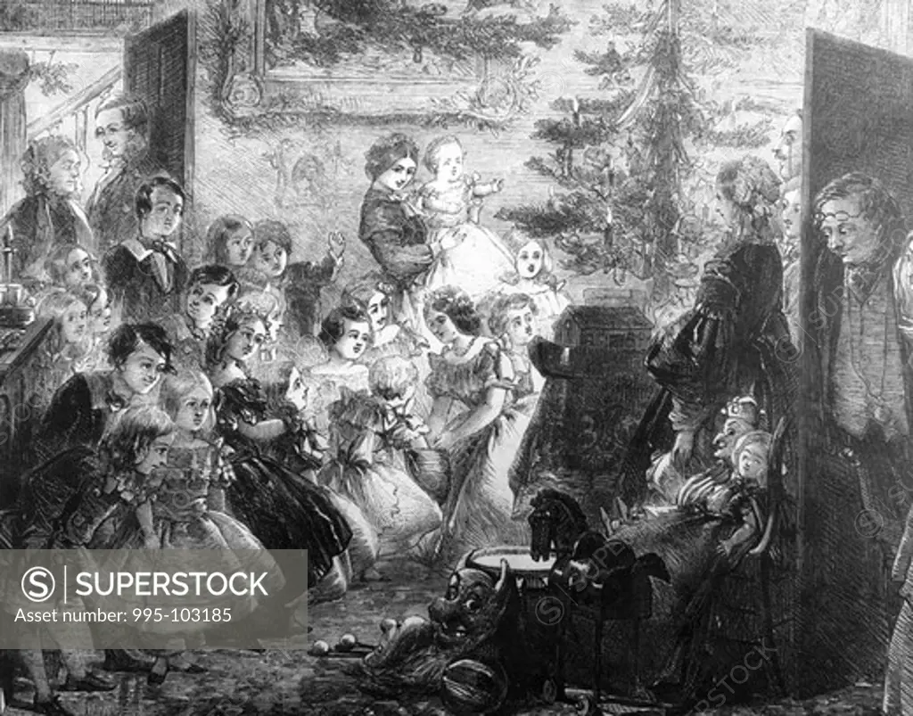 English Family Gathered Around Christmas Tree by unknown artist