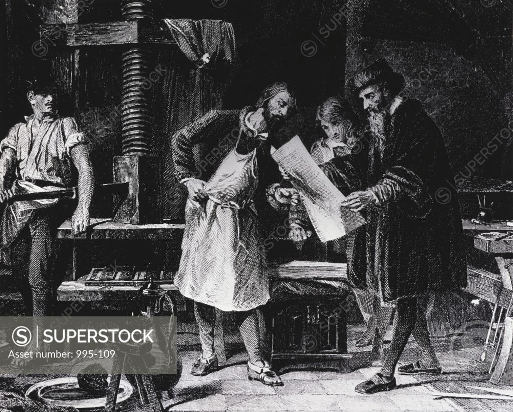 Stock Photo: 995-109 First Proof From Gutenberg's Press Artist Unknown 