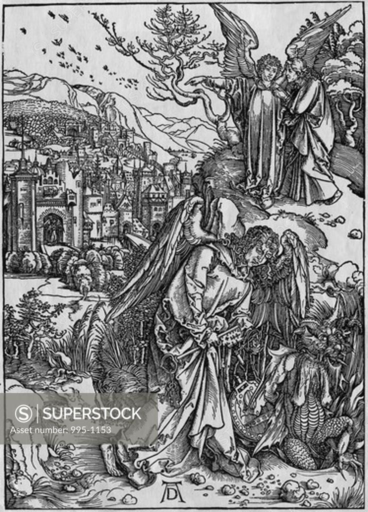Stock Photo: 995-1153 The New Jerusalem & the Bottomless Pit Albrecht Durer (1471-1528 German)
