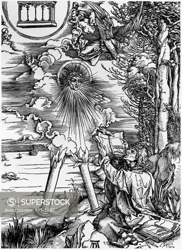 Stock Photo: 995-1687 St. John Devouring the Book Albrecht Durer (1471-1528 German) Engraving