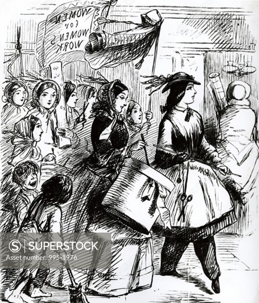 Stock Photo: 995-1976 Women Demonstrating for Women's Work Opportunity (1850's)