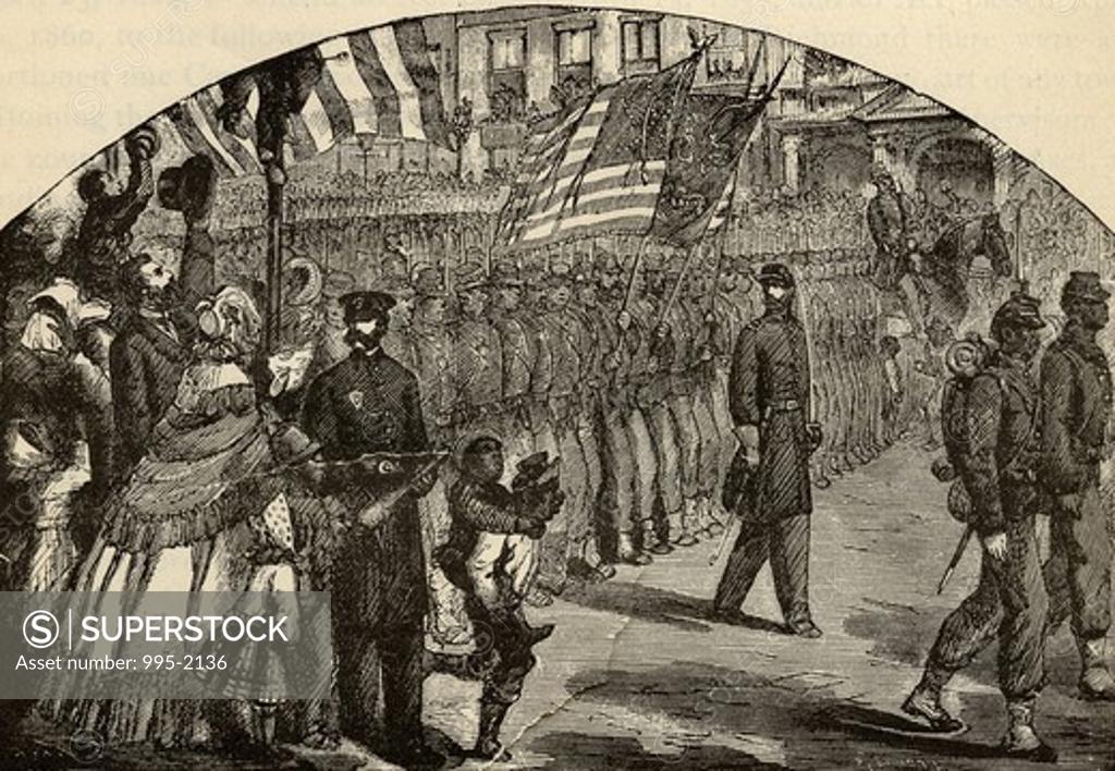 Stock Photo: 995-2136 First New York Colored Regiment Leaving for the Seat of War Artist Unknown 