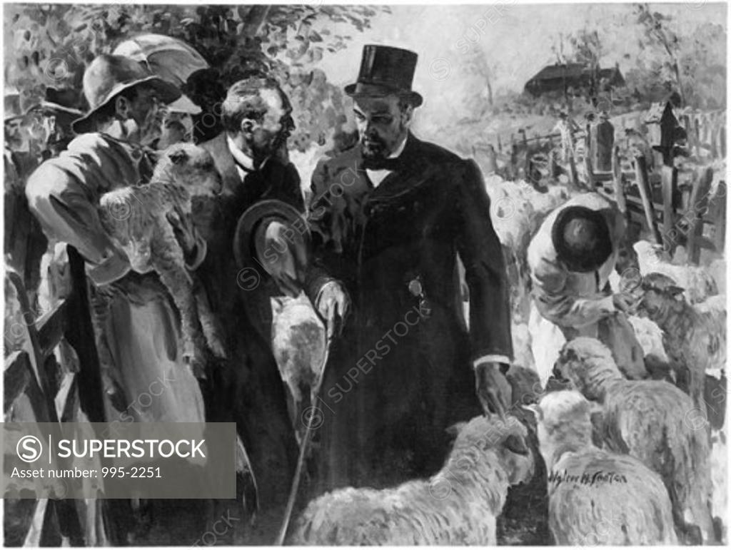 Stock Photo: 995-2251 Pasteur Amongst the Sheep Used in His Work by Walter Seaton