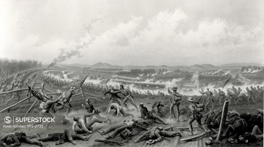 Stock Photo: 995-2731 American Civil War Battle Scene Artist Unknown 