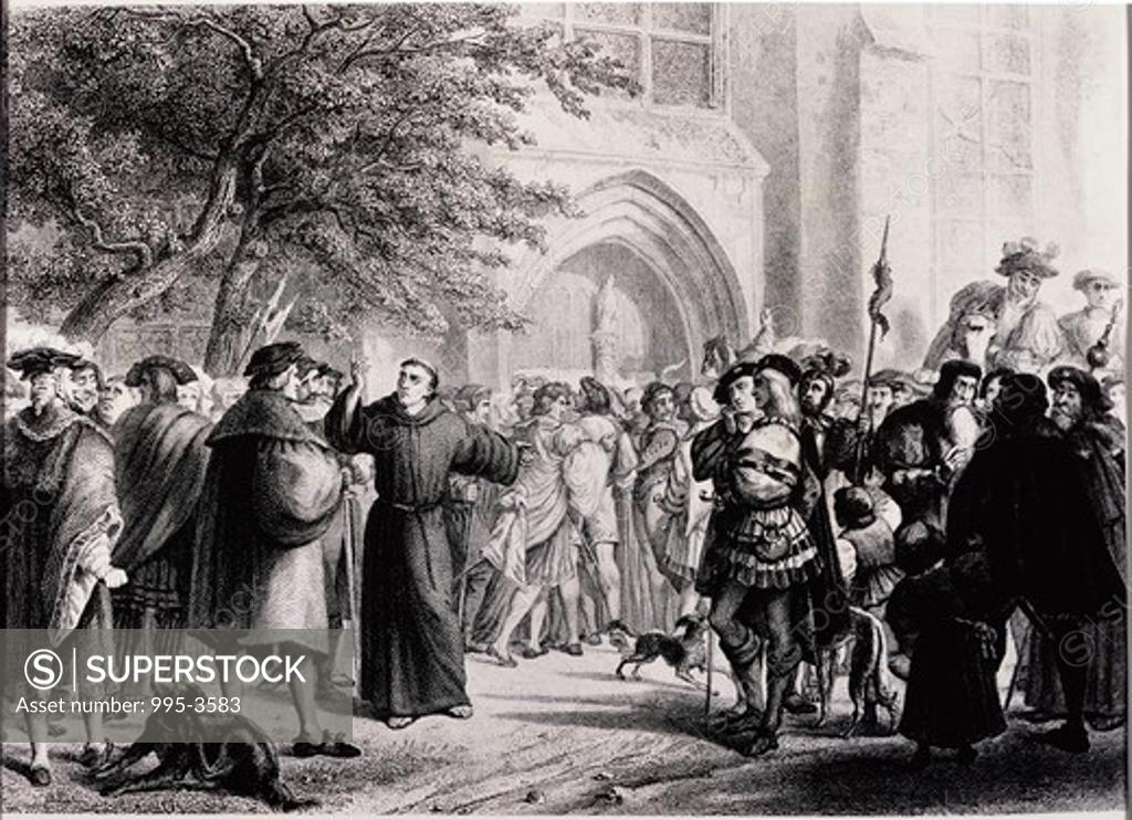 Stock Photo: 995-3583 Highlights of the Life of Martin Luther: The Indulgences, October 31, 1517 Pierre Antoine Labouchere (1807-1873/French) 