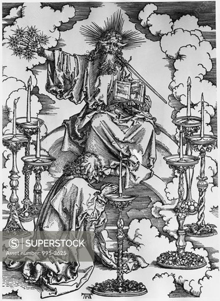 Stock Photo: 995-3625 Vision of the Seven Candlesticks Albrecht Durer (1471-1528 German) Engraving