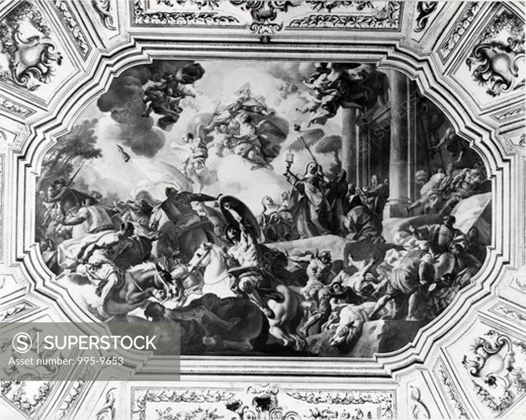 Stock Photo: 995-9653 St. Clare Repelling Saracens by Francesco de Mura, illustration, (1696-1782)