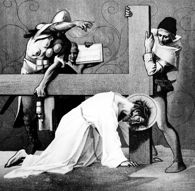 Jesus Falls the Second Time (7rd station of the Cross) by Martin Ritter von Feuerstein, oil painting, circa 1898, 1856 - 1931, Germany, Munich, Saint Anna Church