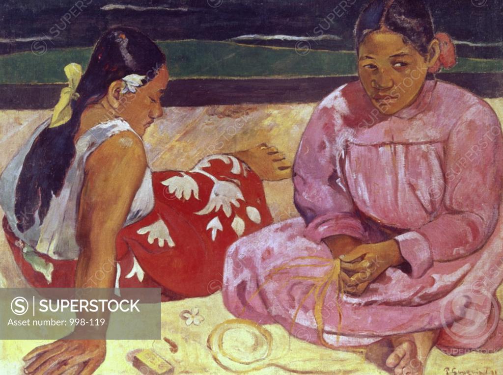 Stock Photo: 998-119 Tahitian Women (On the Beach), 1891, Paul Gauguin (1848-1903/French), Musee d'Orsay