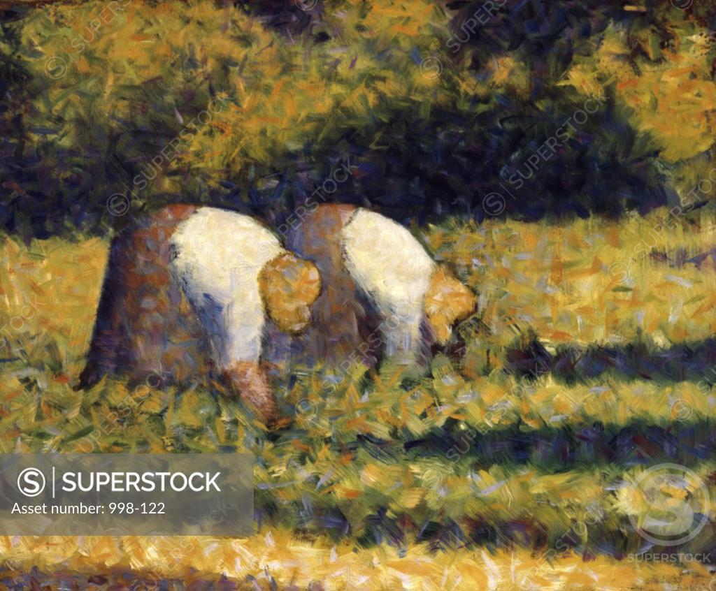 Stock Photo: 998-122 Farm Women at Work  ca. 1882  Georges Seurat (1859-1891French)  Oil on canvas Solomon R. Guggenheim Museum, New York, USA