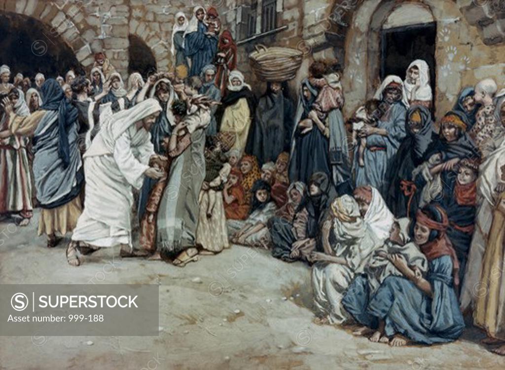 Stock Photo: 999-188 Suffer the Little Children Come Unto Me James Tissot (1836-1902 French)