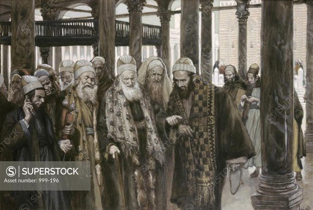 Stock Photo: 999-196 Chief Priests Take Counsel Together James Tissot  (1836-1902/French)