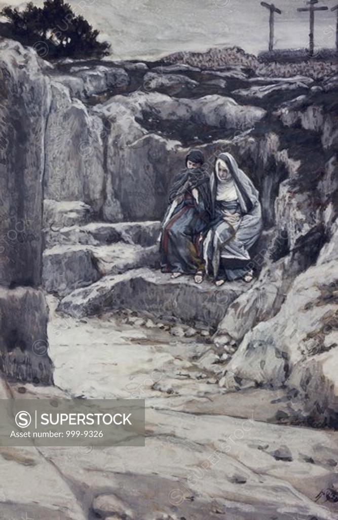 Stock Photo: 999-9326 Two Marys' Watch the Tomb of Jesus James Tissot (1836-1902/French) Oil on Canvas