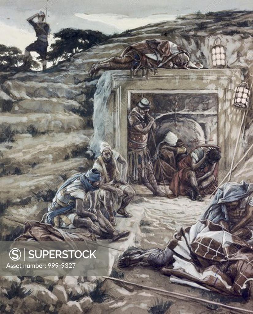 Stock Photo: 999-9327 Roman Guards at the Tomb James Tissot (1836-1902/French)