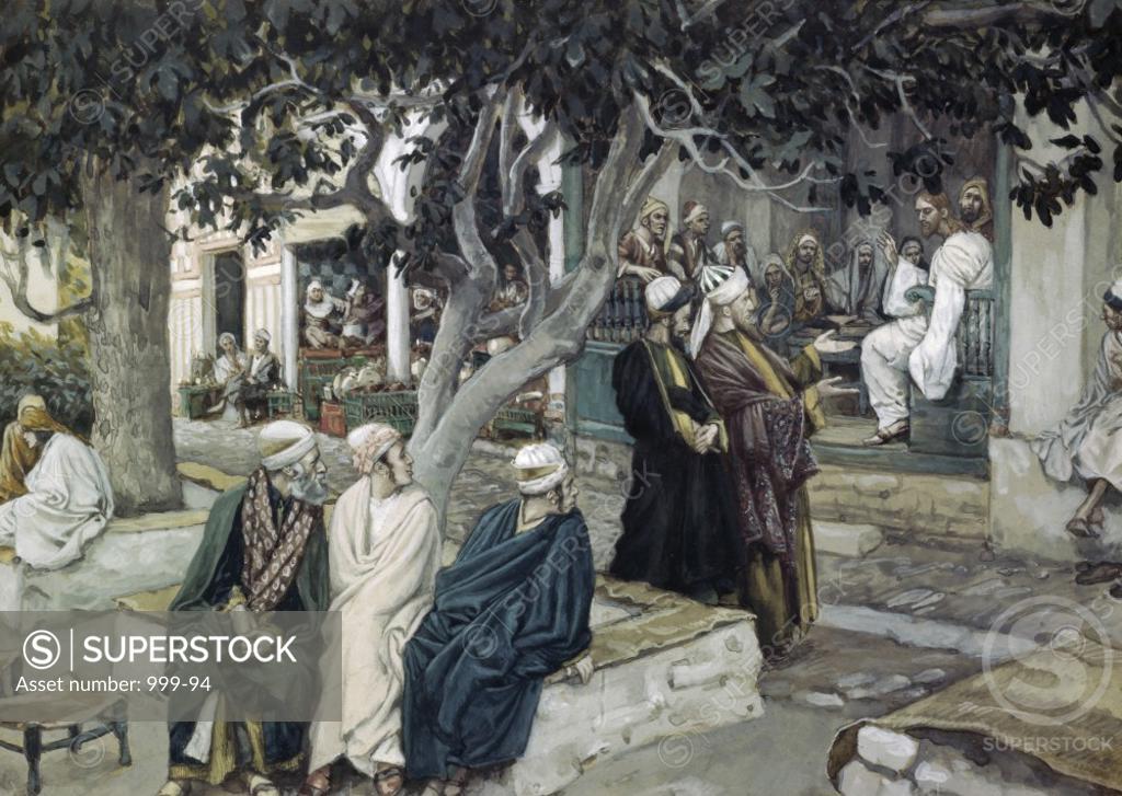 Stock Photo: 999-94 Jesus has Supper with Matthew  James J. Tissot (1836-1902/ French) 