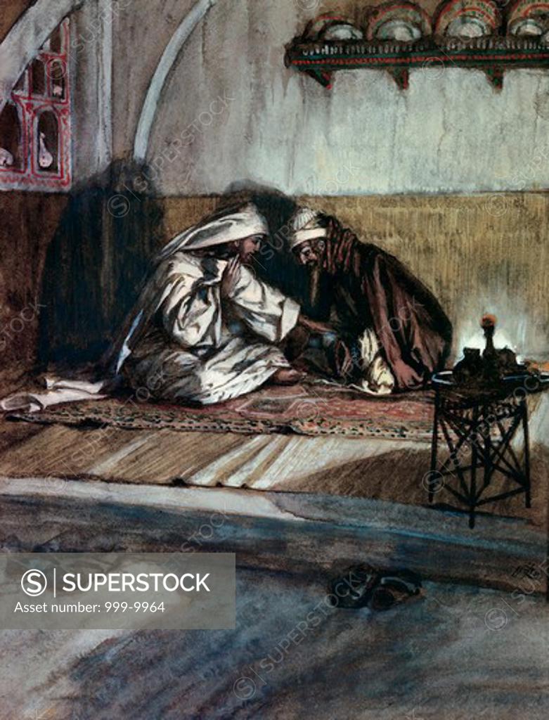 Stock Photo: 999-9964 Interview Between Jesus & Nicodemus James Tissot  (1836-1902 French) 